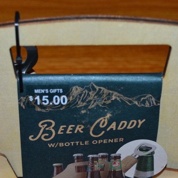 Foldable wooden beer caddy with bottle opener - NEW - Picture 5 of 11